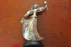 flower angel candle holder metal with wooden base in Kingwood, Texas